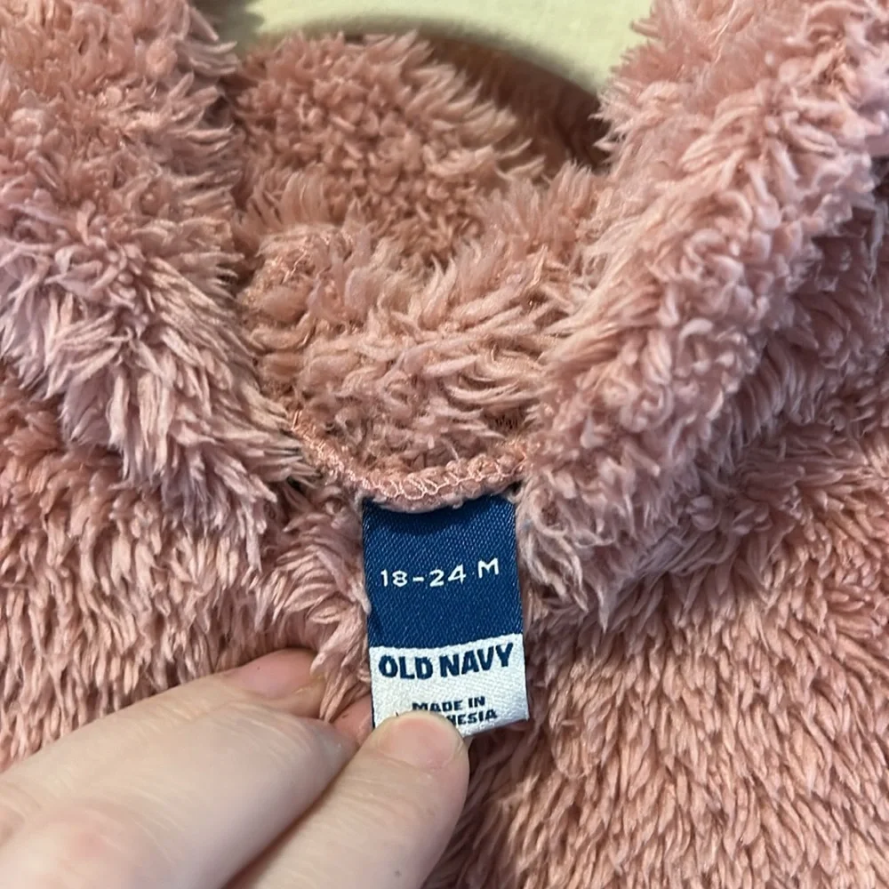 Toddler girls 18/24m pink fluffy snow cold weather zip up bunting suit